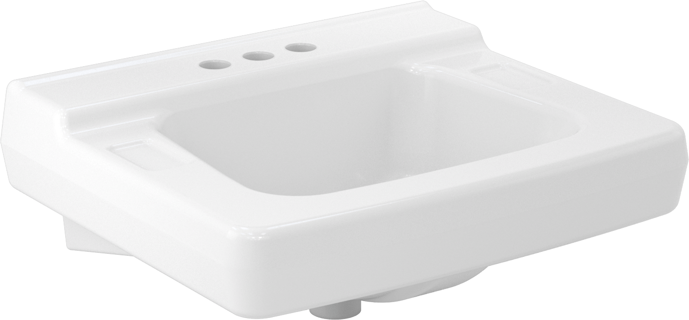 Beyaz Porselen Duvara Monte Lavabo, 20-3/8" Genişlik x 17-5/8" Derinlik x 9-3/8" Toplam Yükseklik