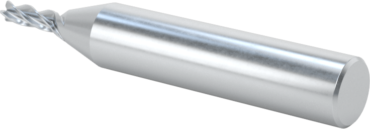 Kobalt Çelik Yuvarlak Kenarlı Kare Uçlu Freze, 4 Kanallı, 1/8" Freze Çapı, 0.015 inç Köşe Kesim Yarıçapı