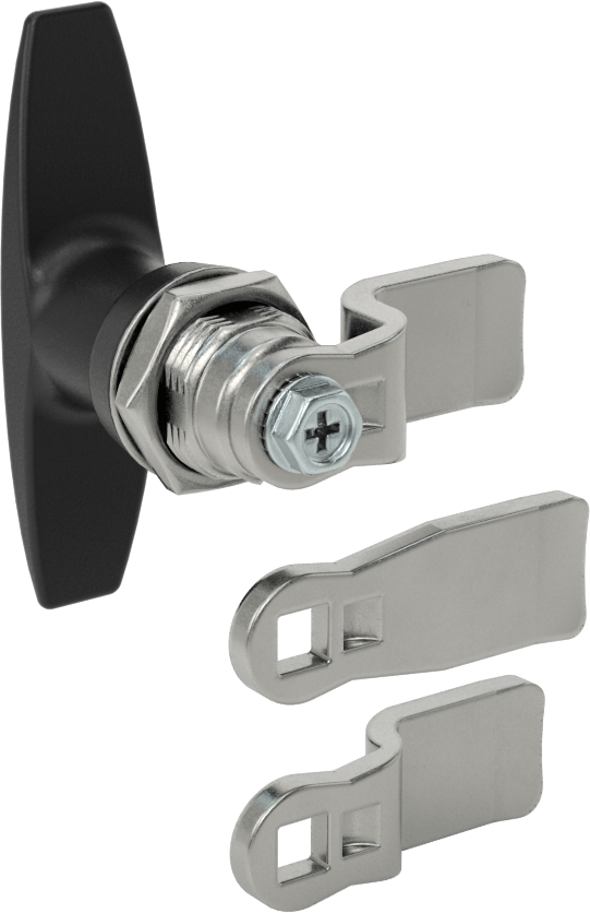 T-Kolu Kam Mandalı, Siyah Kaplamalı Çinko, 1/8", 3/8" ve 11/16" Mandal Mesafesi