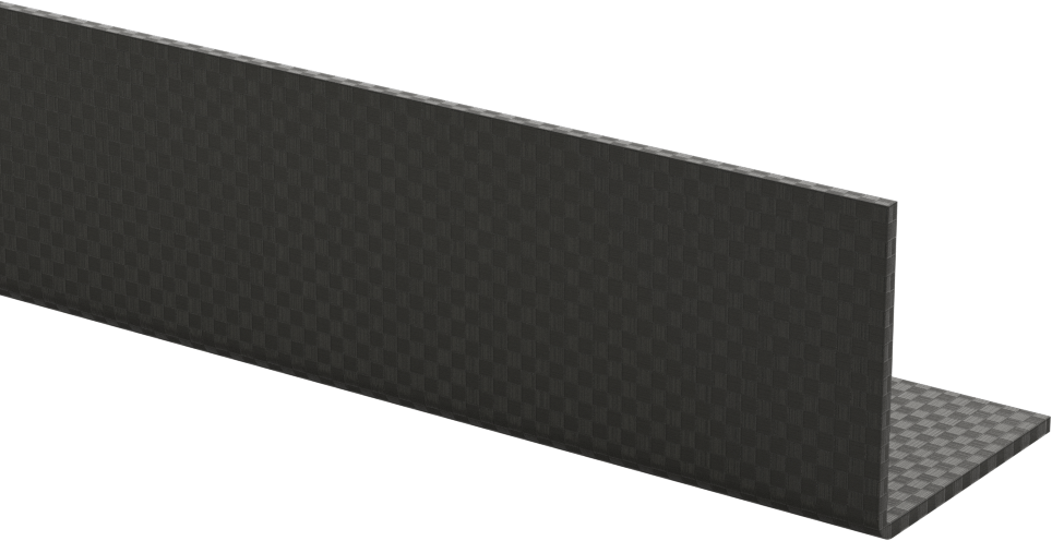 Yüksek Mukavemetli Karbon Fiber 90 Derece Açı, Kare İç Köşe, 1-1/2" x 1-1/2" Dış, 6' Uzunluk