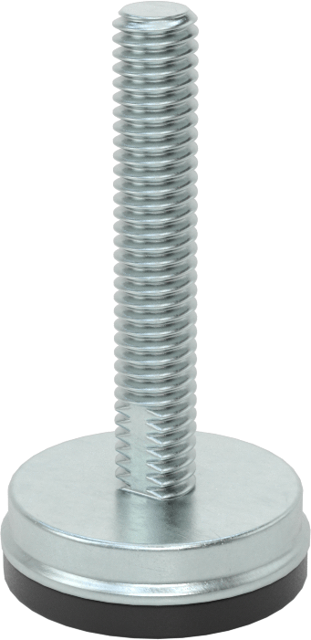 Dişli Saplama ve Yastıklı Sert Seviyelendirme Montajı, Neopren Yastıklı Çinko Kaplı, 5/16"-18 x 1.5" Uzunlukta Diş