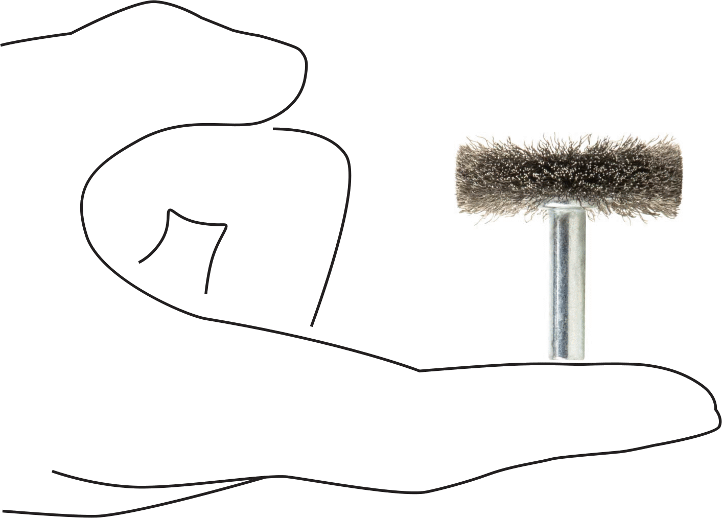 1/4" Şaft Montajlı Hafif Temizleme Fırçası, 1-1/4" Çaplı, 0.006" Çaplı Paslanmaz Çelik Kıllar