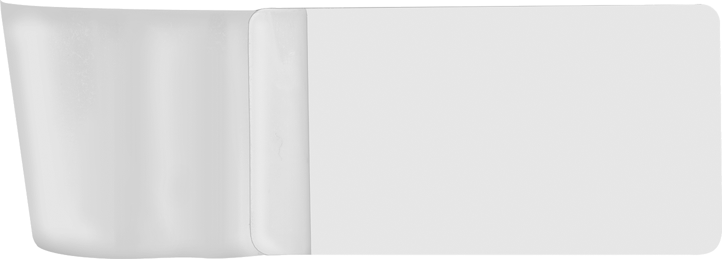 Malzeme Takip Etiketleri, Laminasyon Kanatlı, 5/8" Yükseklik, 1-1/2" Genişlik — Boş, Yapışkan Arka Yüz, Clear, White