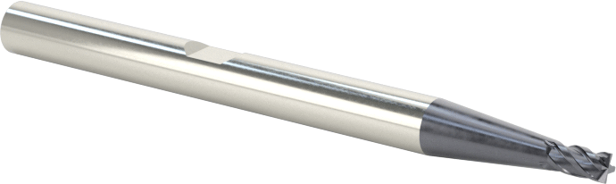 Hızlı Kesim Karbür Uçlu Freze, Kare, TiAlN Kaplamalı, 4 Kanallı, 1.5 mm Freze Çapı, 3 mm Uzunluk Kesim