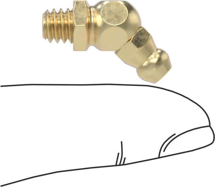 Pirinç Gres Bağlantısı, Düz, 1/4"-28 UNF Erkek, 59/64" Toplam Yükseklik
