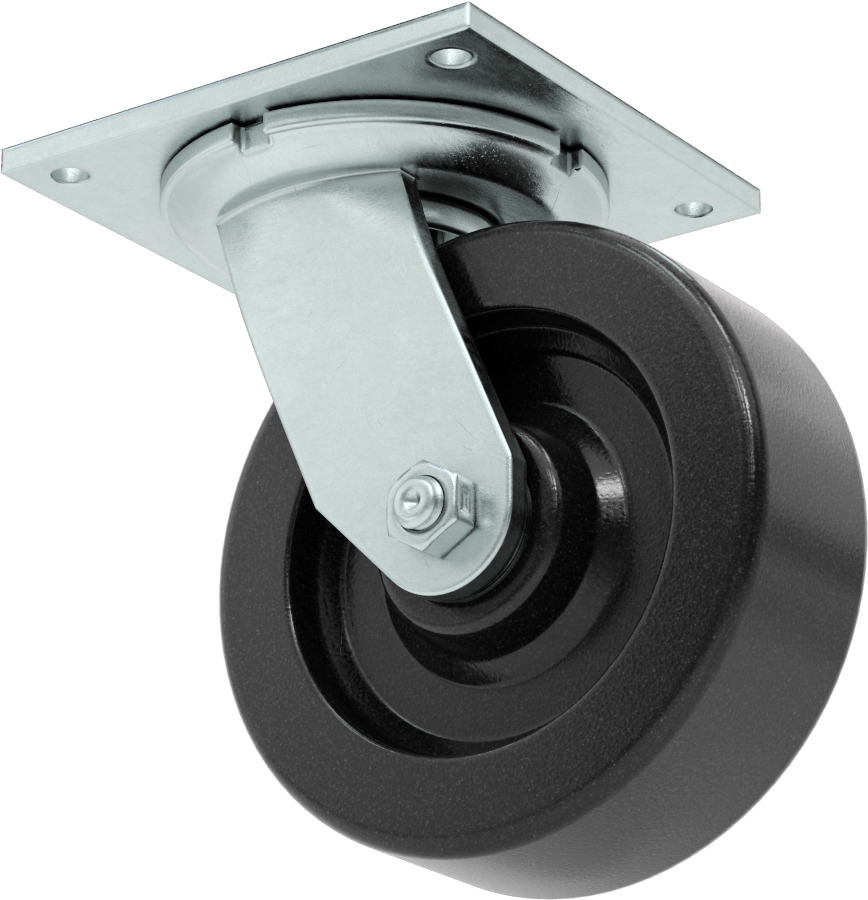 5-1/2" x 5" Plakalı Yüksek Kapasiteli Spartan Tekerlek, Açık Rulmanlı ve 6 inç Çapında Fenolik Tekerlekli Döner Tekerlek