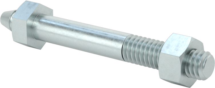 Çinko Kaplı Çelik Tekerlek Aksı, Gres Yağlama Noktalı, 5/16" Çap x 2-1/4" Uzunluk