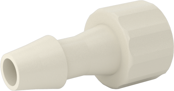 Hava ve Su için Plastik Luer Lock Tüp Bağlantısı, Naylon Tapalar, Tırnaklı, 3/16" Boru İç Çapı, Beyaz, 40 PSI Maksimum