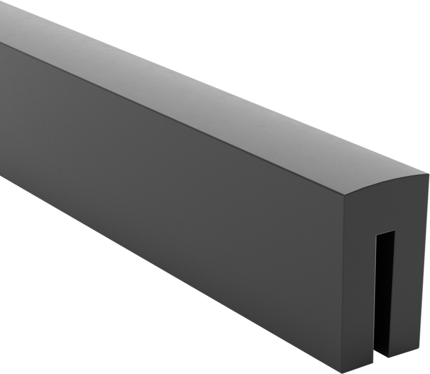 Neopren Kauçuk Kenar Çıtası, 1/8" Genişlik x 23/32" İç Yükseklik — 1⁄8", Siyah, 1"