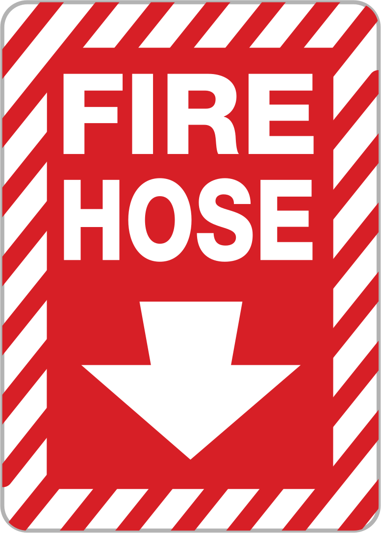 Fire Hose with Arrow (English)—Red with White Message