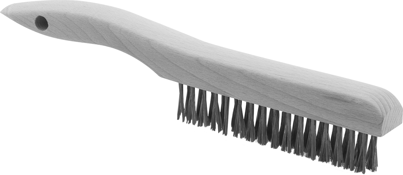 Aşındırıcı Fırça, Kemerli Saplı Düşük Çizilme, Pirinç Kıllar, 3/4" Genişlik — Pirinç, El, Ahşap