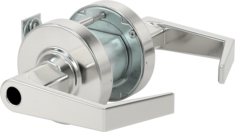 Schlage Alx Kapı Kolu, Silindir içermez, Anahtar/Düğme Kilitli, 2-3/8" Boğaz Mesafesi, Krom