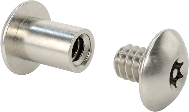 Kurcalamaya Dayanıklı Torx Bağlama Silindiri ve Vida, 10-24 Diş Boyutu, 3/8"-1/2" Malzeme Kalınlığı için
