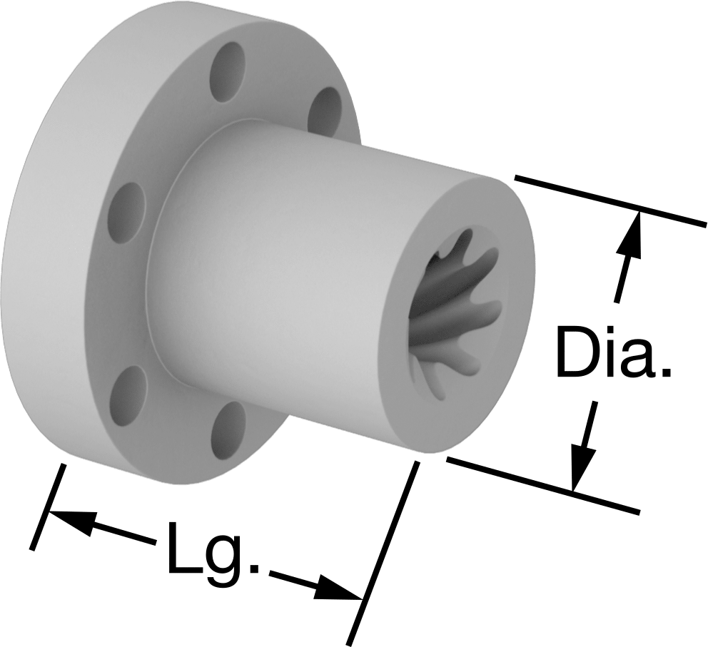 Hızlı Hareketli Ultra Hassas Kılavuz Vida için M20 x 7.50 mm Dişli Flanşlı Somun — M20 × 7.5 mm, Somun, 1 47⁄64"