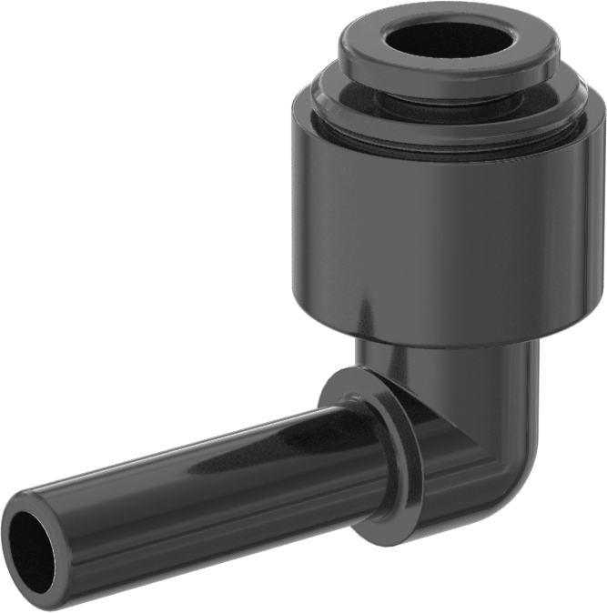 Gıda ve İçecek için İt-Bağlantı Elemanı, Dirsek adaptörü, 1/4" Boru Gövde Dış Çapı, 1/4" Boru Dış Çapı için, Siyah