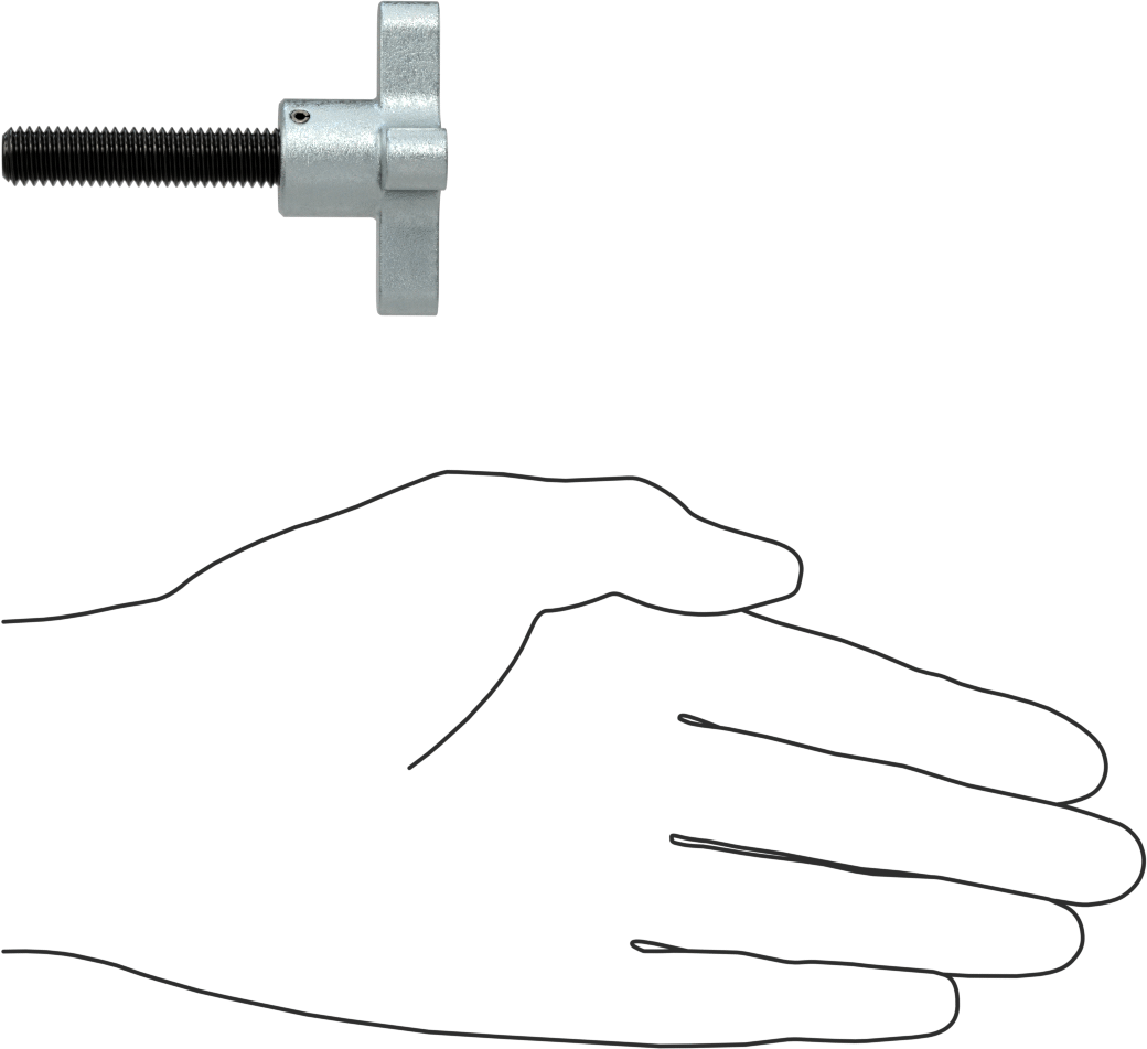 Demir Dört Kollu Topuz, 3/8"-16 Dişli 1-3/4" Uzunlukta Saplamalı