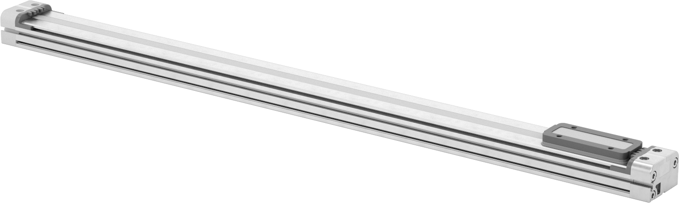 Düşük Profilli Çubuksuz Hava Sürgüsü, 5/8" Delik Boyutu, 1.1" Yükseklik, 18" Strok Uzunluğu