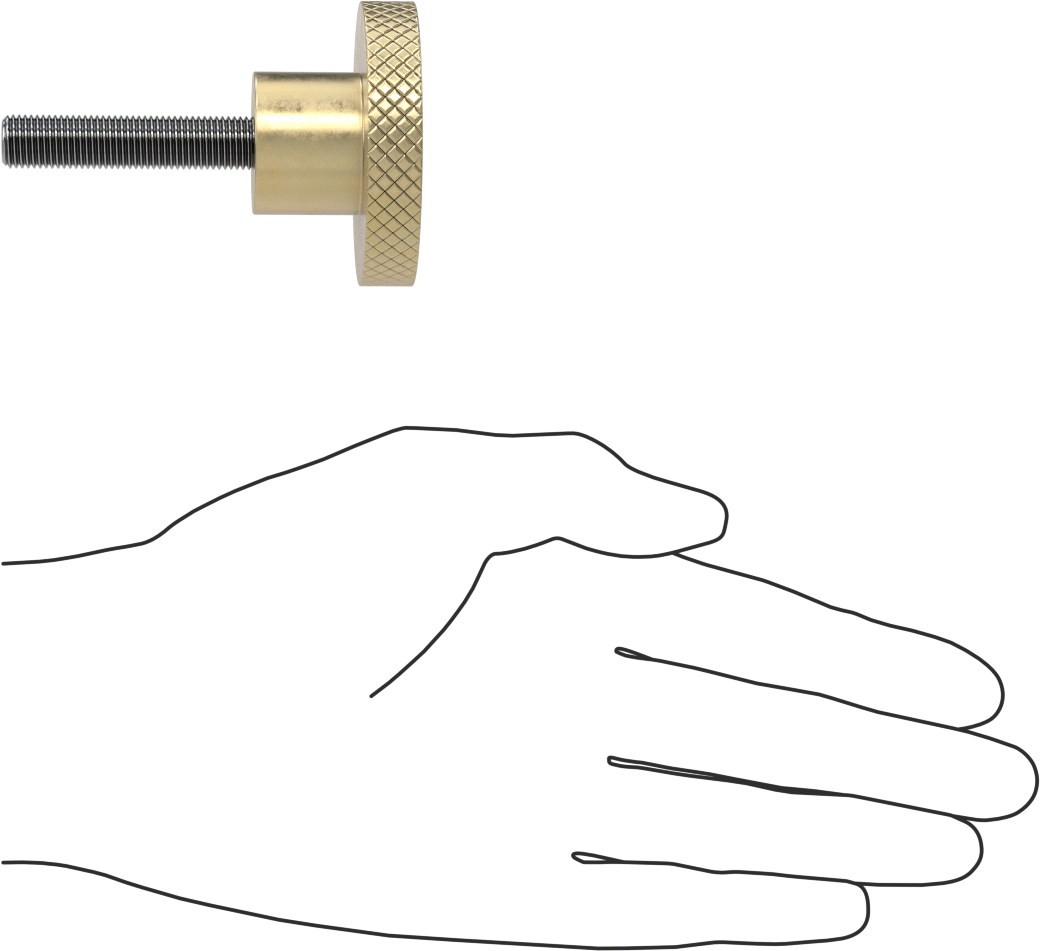 Pirinç Topuz, 3/8"-24 Dişli 1-3/4" Uzunlukta Saplamalı, 2" Baş Çapı