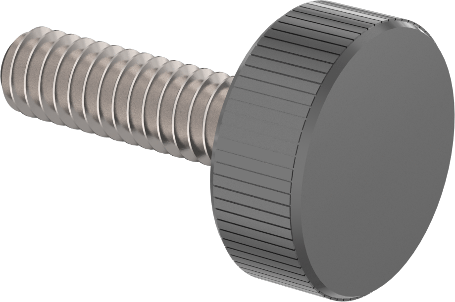 Plastik Başlı Parmak Vidaları, Tırtıklı, 4-40 Diş Boyutu, 1/4" Uzunluk