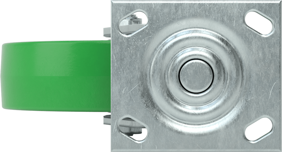 4-1/2" x 4" Plakalı Yüksek Kapasiteli Spartan Tekerlek, Koruyuculu Rulmanlı 8" Çaplı Poliüretan Tekerlekli Döner