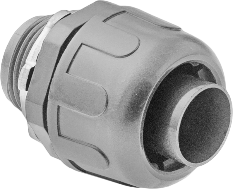 Sıvı Geçirmez Esnek Plastik Kanal Adaptörü, Düz, 3/4 Geçmeli Dişi x 3/4 NPT Erkek, Gri — 3⁄4, Düz, Nylon, Plastic