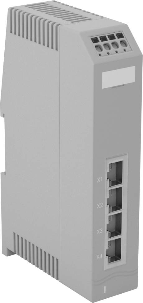 Cihaz Öncelikli Ethernet Anahtarı, Port Yansıtma ve 4 RJ45 Soketli, DIN Rayı Montajı — 9V DC ila 30V DC, DIN Rail, 1 Gbit/s