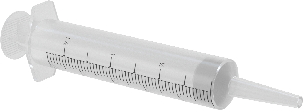 Plastik Şırınga, 0.149" İç Çap Konik Uç, Şeffaf, 50 ml Kapasite