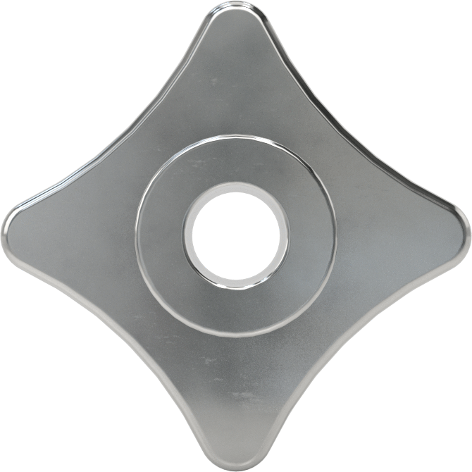 Paslanmaz Çelik Dört Kollu Topuz, 1/4" Çapında 3/4" Derinlikte Delikli