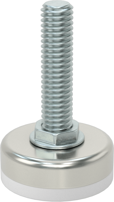 Çinko Kaplı Çelik Saplamalı Sert Tesviye Bağlantı Elemanları, Nikel Kaplama Taban ve Naylon Yastık, 3/8"-16 x 1.5" Uzunlukta Diş
