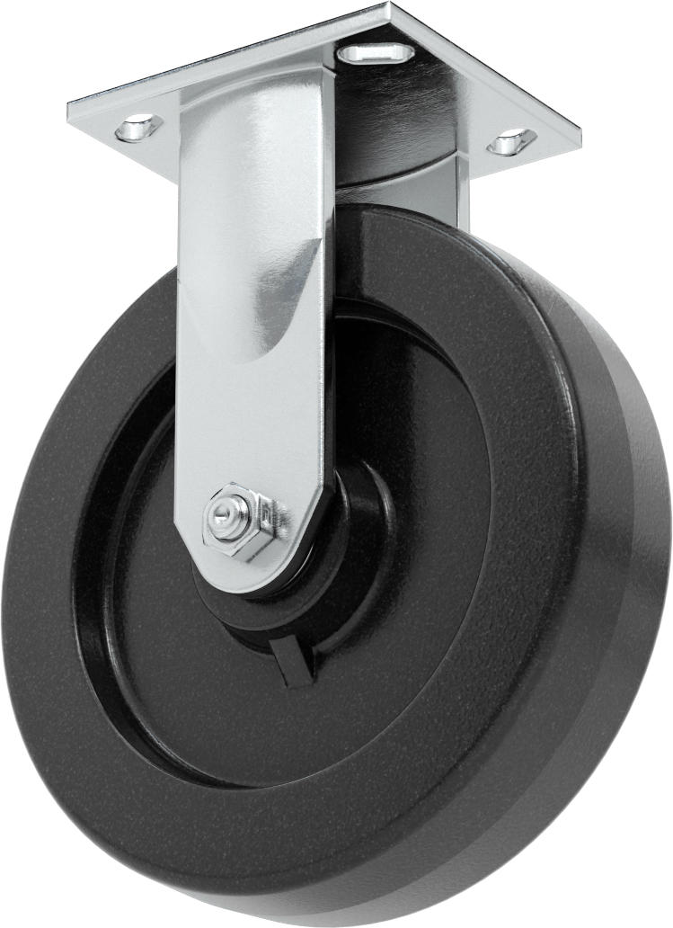 4-1/2" x 4" Plakalı Yüksek Kapasiteli Spartan Tekerlek, 8 inç Çapında Açık Rulmanlı Fenolik Tekerlekli Sabit