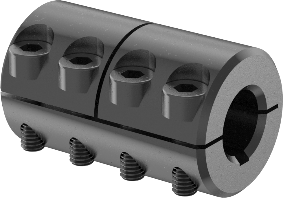 Üç Parçalı Mil Kaplini, Siyah Oksit Çelik, 8 mm x 8 mm Çaplı Kamalı Mil için