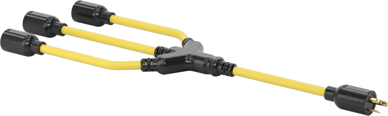 Elektrik Kablosu Adaptörü, 3 Çıkışlı, NEMA L5-20 Fiş x Priz, 1-1/2 Fit Uzunluk