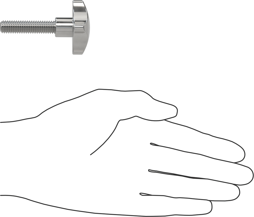 Paslanmaz Çelik Dört Kollu Topuz, 3/8"-16 Dişli 1-9/16" Uzunlukta Saplama
