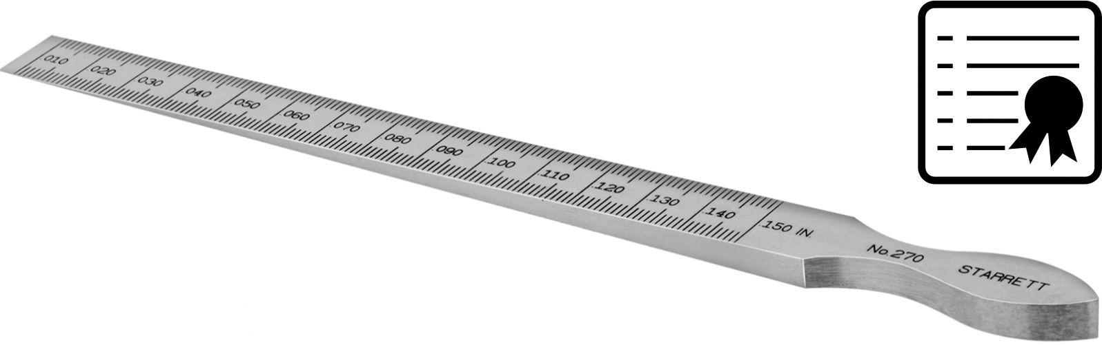 Starrett Sentil, Model Numarası 270, Kalibrasyon Sertifikalı Konik Kalınlık — Çelik, 6 1⁄4", 7⁄16"