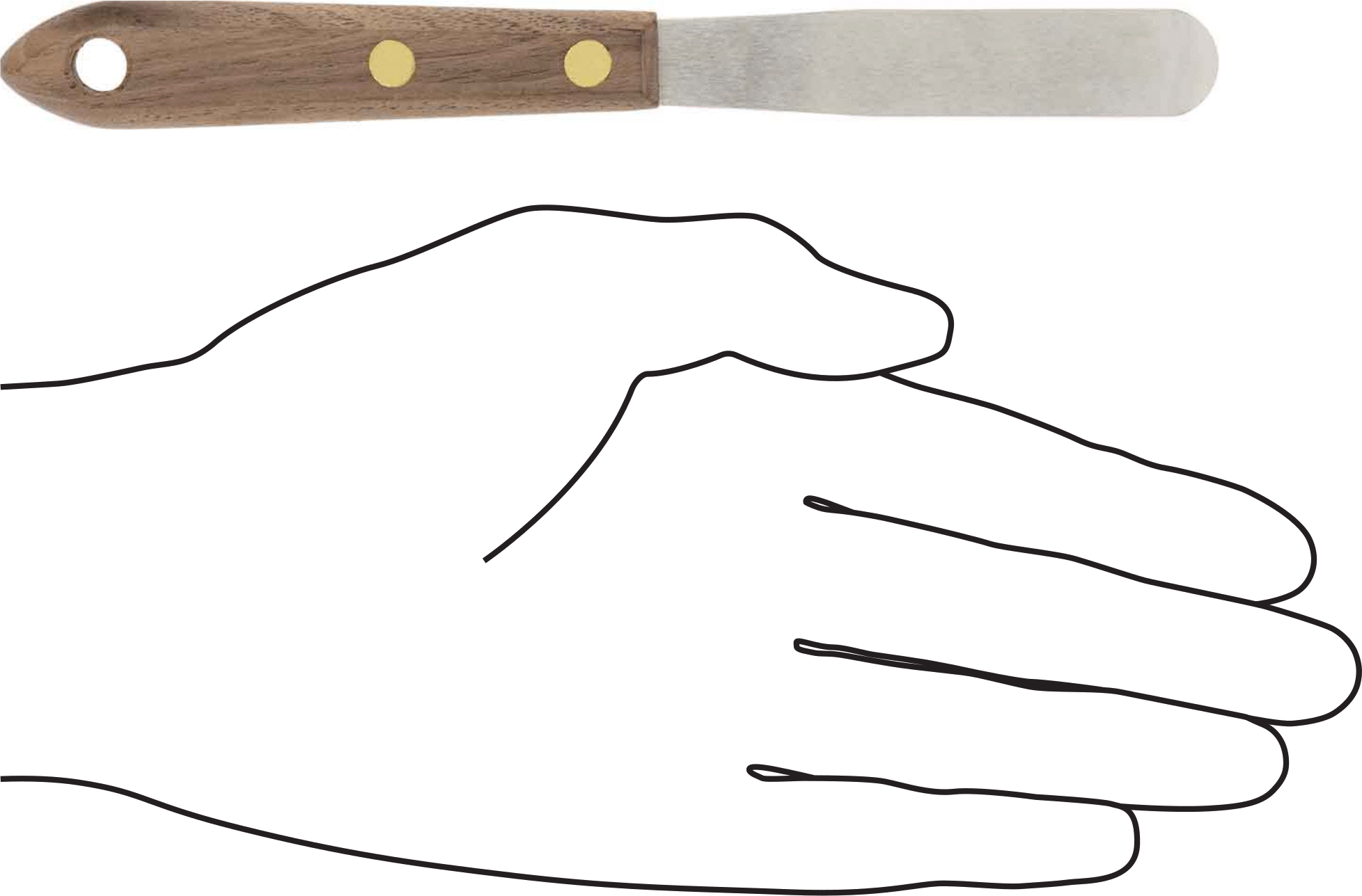 Yuvarlak Uçlu Paslanmaz Çelik Spatula, Ahşap Saplı, 5/8" Genişlik x 3" Uzunluk Bıçak