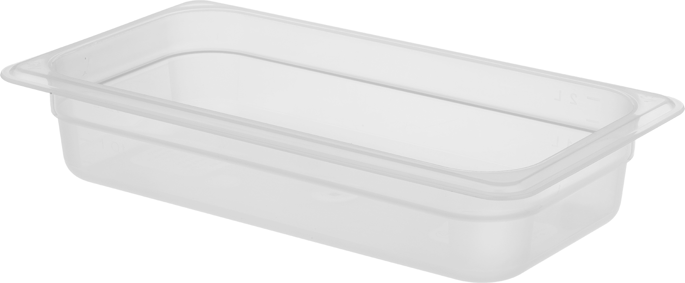 Yiyecek ve İçecek için Plastik Saklama Kabı, Polipropilen, 80 FL oz, 12-3/4" Uzunluk, 6-15/16" Genişlik, 2-1/2" Yükseklik