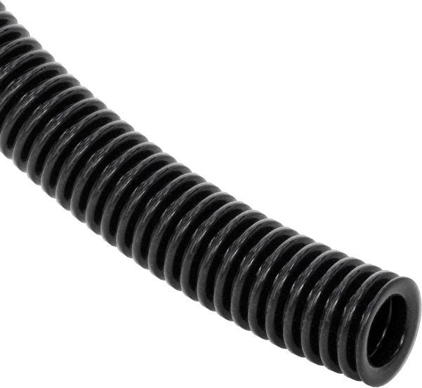 Sürekli Esnek Plastik Kanal, 0.38" İç Çap, 0.51" Dış Çap — Nylon, Plastic, Düz, Siyah