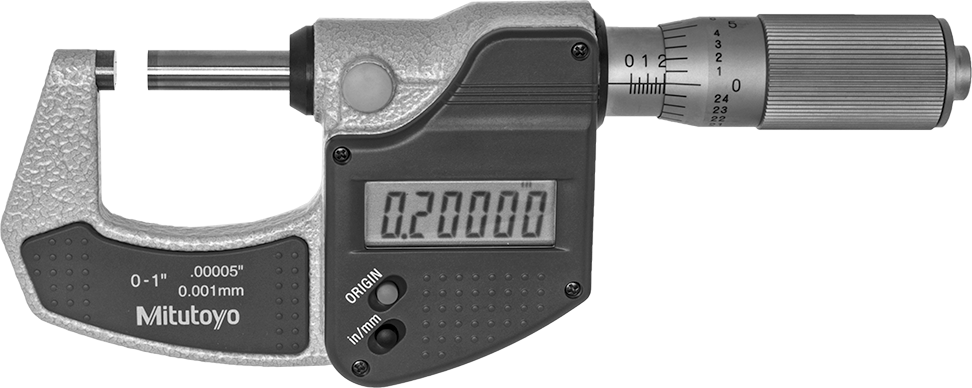 Mitutoyo Elektronik Dış Mikrometre, Sürtünme Yüksüğüne Sahip Model Numarası 293-832-32 — Dijital, Düz, Sürtünme