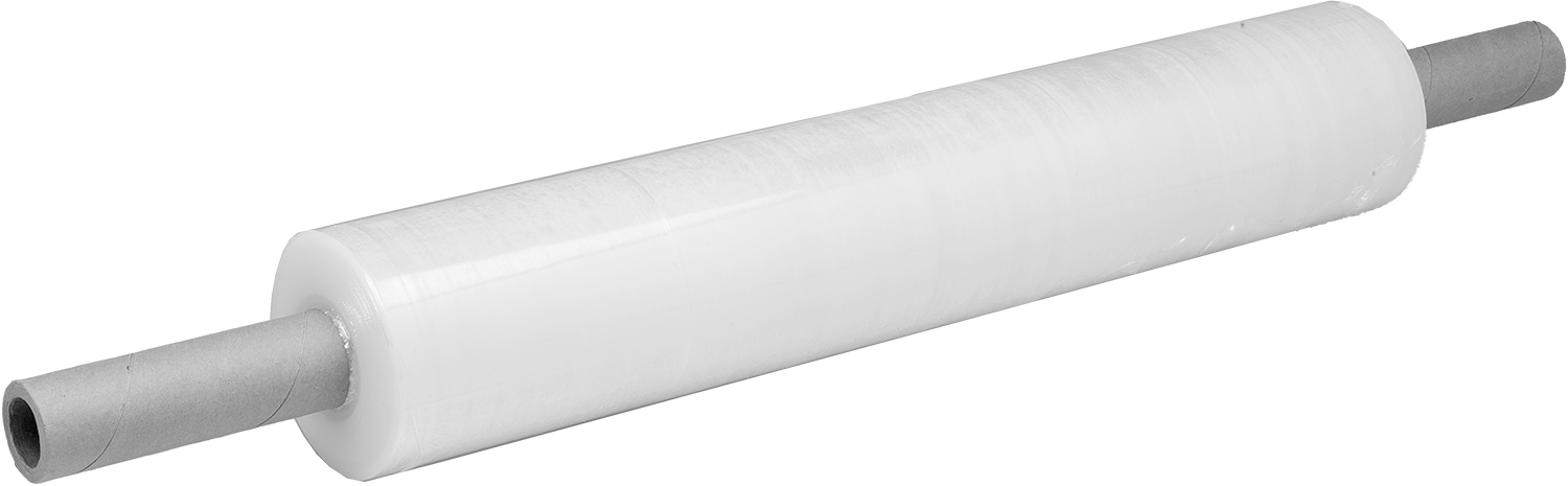 Streç Sarma, İki adet Karton Saplı, 20" Genişlik x 1000 Fit Uzunluk — 20", Şeffaf, Düz