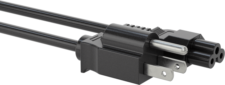 Elektronik Ekipman Güç Kabloları, NEMA 5-15 Fişi x IEC C5 Soketi, 18 AWG, 3 Fit Uzunluk