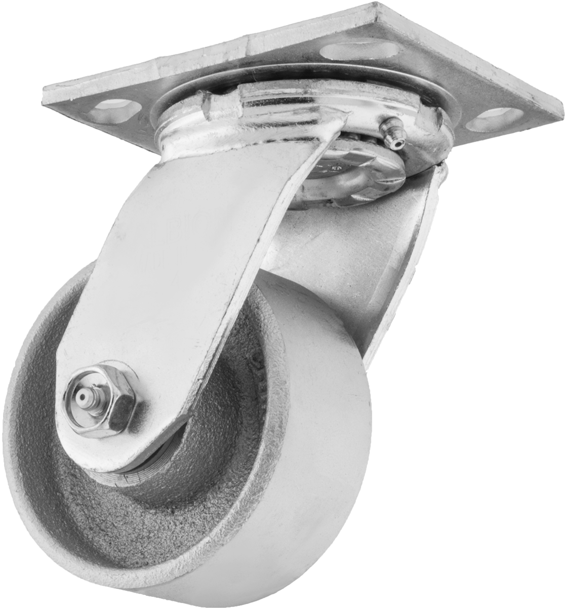 4-1/2" x 4" Plakalı Yüksek Kapasiteli Spartan Tekerlek, 4 inç Çapında Açık Rulmanlı Metal Tekerlekli Döner Ayak — 4", Demir, Levha