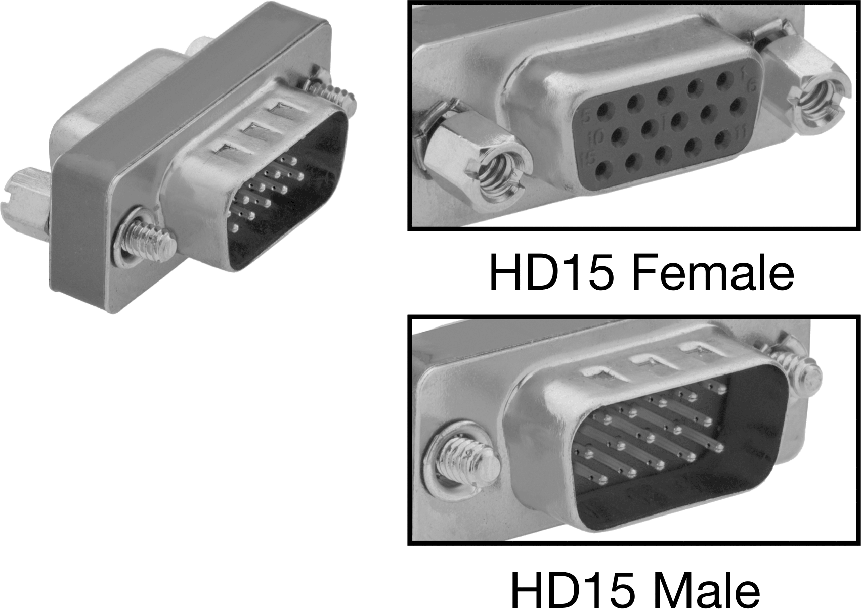 Bilgisayar Adaptörü, HD15 Erkek x HD15 Dişi — Adaptör, Düz, Metal