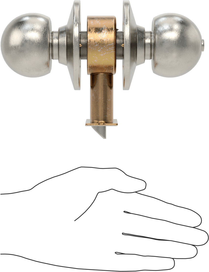 Assa Abloy (Yale) Ağır Hizmet Tipi Topuzlu Kilit Seti, 2-3/4" Boğaz Mesafesi, Mat Paslanmaz Çelik, Düğme Kilidi