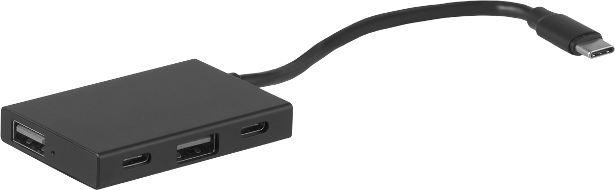 USB Standart 3.2 Gen 1 Hub, USB C 3.2 Erkek x 2 USB A 3.2 ve 2 USB C 3.2 Dişi — 2 3⁄8", 5 7⁄8", Düz