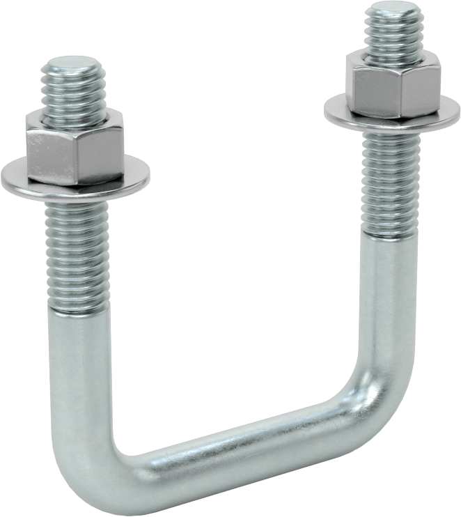 Kare U-Cıvata, Çinko Kaplı Çelik, 3/8"-16 Diş Boyutu, 2" İç Genişlik, 2-5/8" Yükseklik — 2", 2 5⁄8", 3⁄8"-16