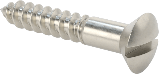 Ahşap için Yivli Oval Başlı Vidalar, 18-8 Paslanmaz Çelik, 5 Numara, 3/4" Uzunluk — Oval, No. 5, 18-8 Stainless Steel, Stainless Steel