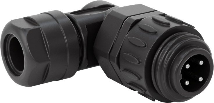 Hızlı Bağlantı Vidalı Güç Konektörü, Vidalı Terminalleri Olan 90 Derece Dirsek Fişi — 4, Tapa, RD24 Connector, Screw Terminal, Terminal