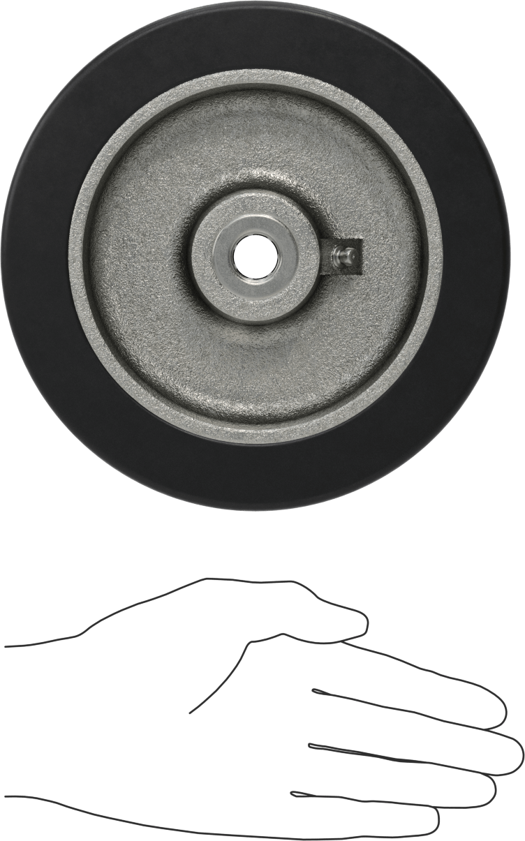 Hafif Yumuşak Siyah Kauçuk Tekerlek, 5/8" Aks için Masuralı Rulmanlı, 7" Çap x 2" Genişlik