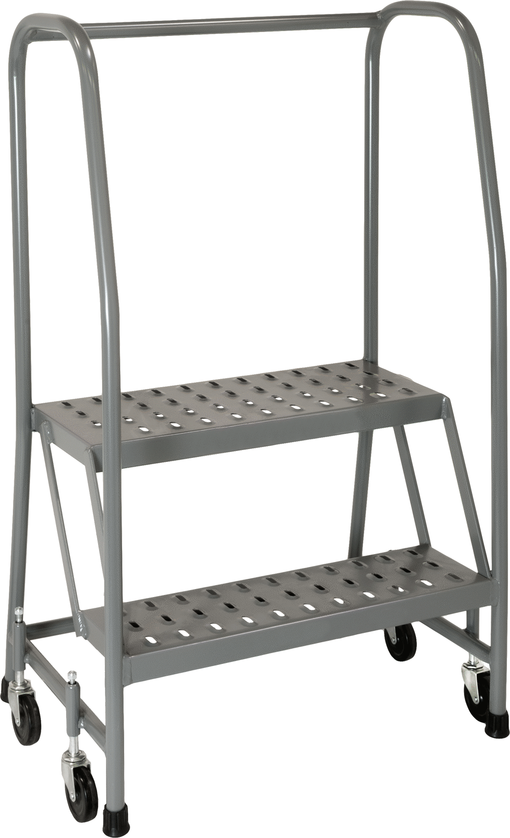 Yuvarlanan Delikli Platform Merdiveni, 2 Delikli Basamak, 3'8" Yükseklik x 27" Genişlik x 19" Derinlik Toplam — 20", 2, 24"