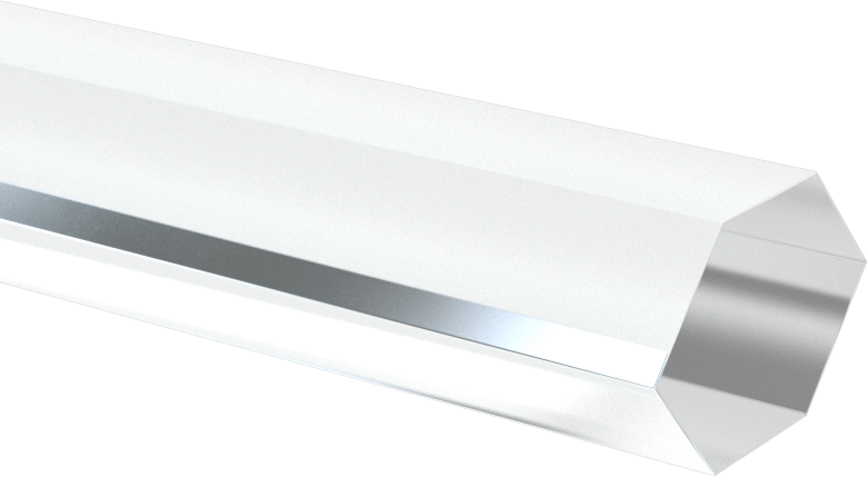Şeffaf Çizilmeye ve UV Işınlarına Dayanıklı Akrilik, Altıgen Çubuk, 1 inç Genişlik x 6 Fit Uzunluk — 1", -0.025" ila 0.025", 6 ft.